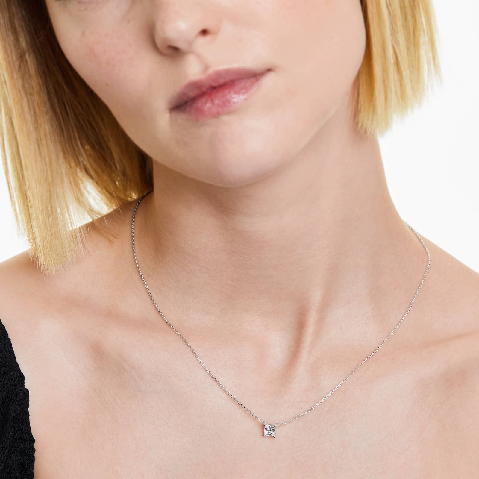 Princess Cut Lab Grown Diamond Solitaire Pendant With Chain, EF Color, VS Clarity, IGI Certified