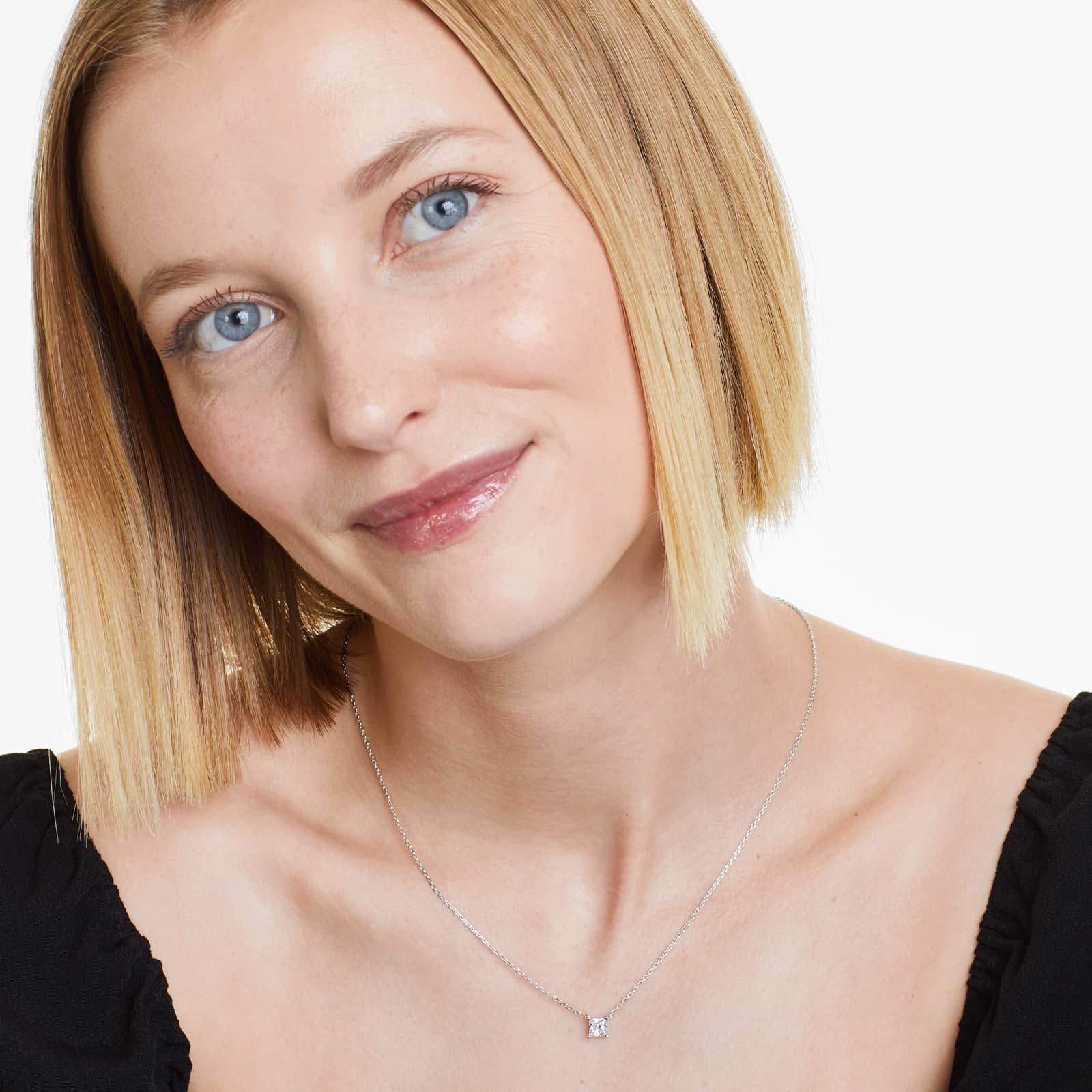 Princess Cut Lab Grown Diamond Solitaire Pendant With Chain, EF Color, VS Clarity, IGI Certified