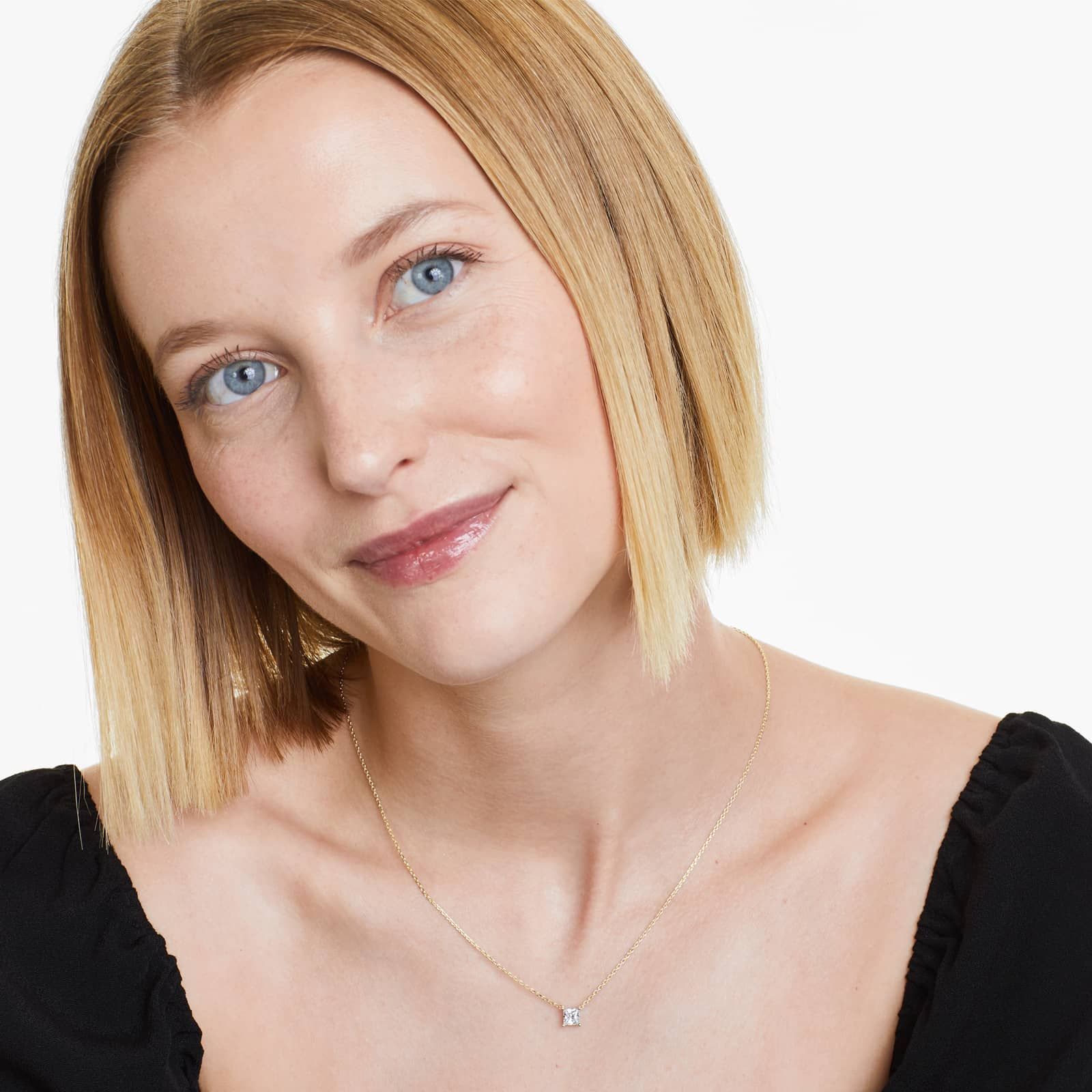 Princess Cut Lab Grown Diamond Solitaire Pendant With Chain, EF Color, VS Clarity, IGI Certified