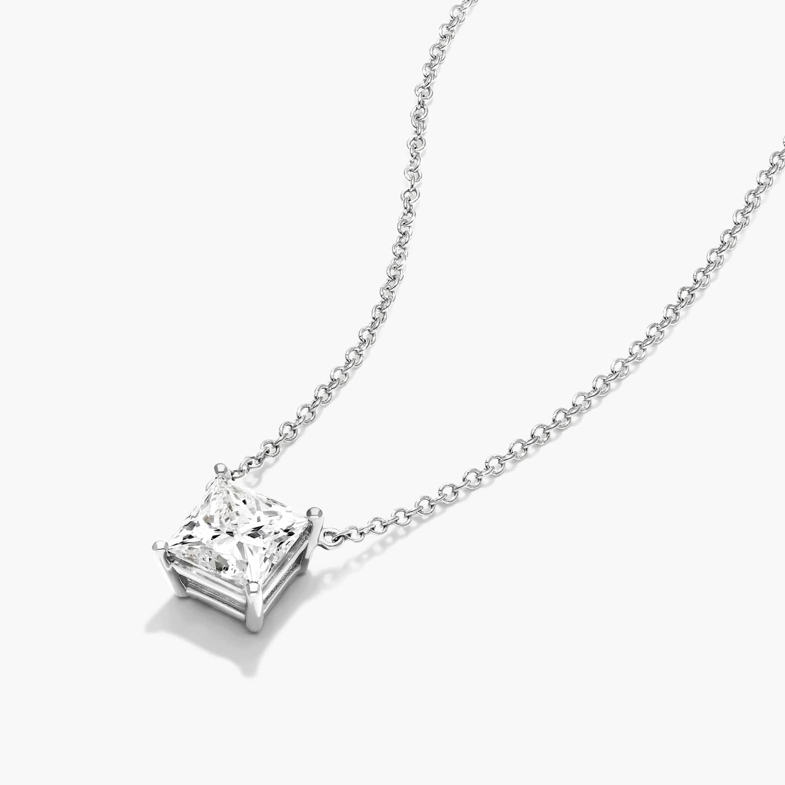 Princess Cut Lab Grown Diamond Solitaire Pendant With Chain, EF Color, VS Clarity, IGI Certified