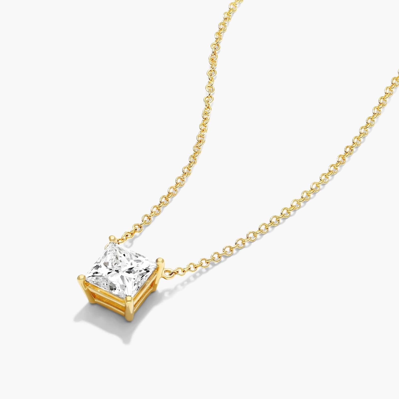Princess Cut Lab Grown Diamond Solitaire Pendant With Chain, EF Color, VS Clarity, IGI Certified