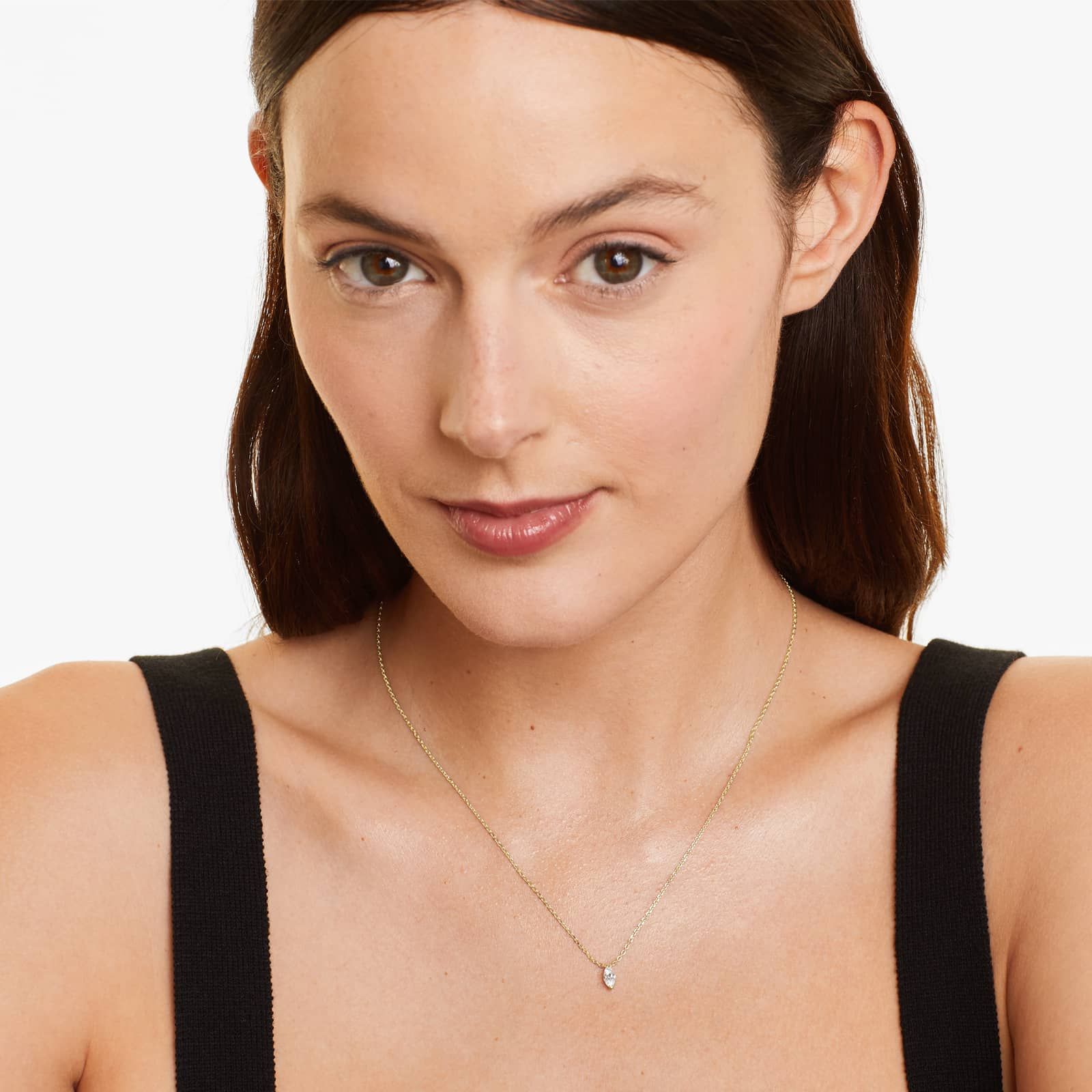 Marquise Lab Grown Diamond Solitaire Pendant With Chain, EF Color, VS Clarity, IGI Certified