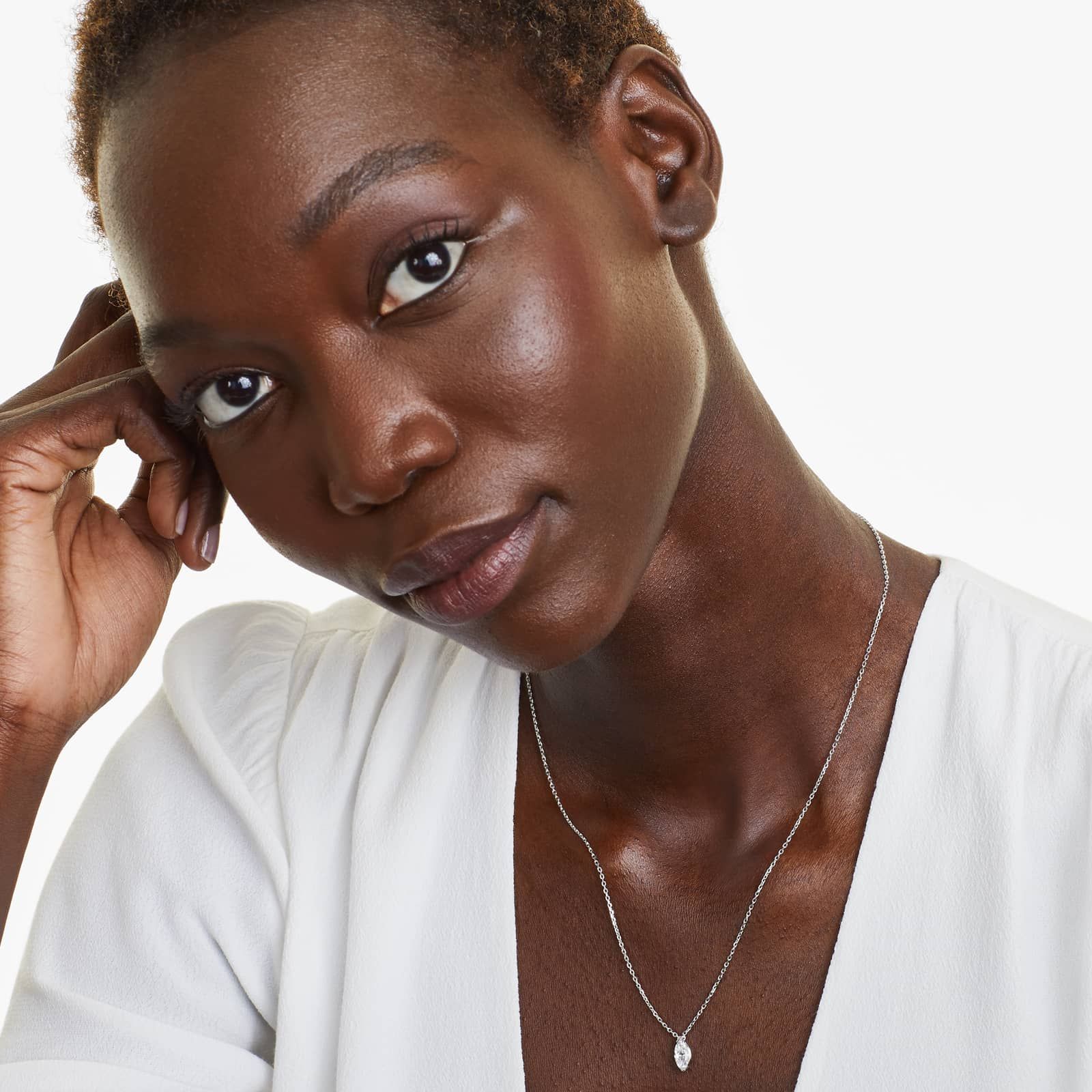 Marquise Lab Grown Diamond Solitaire Pendant With Chain, EF Color, VS Clarity, IGI Certified