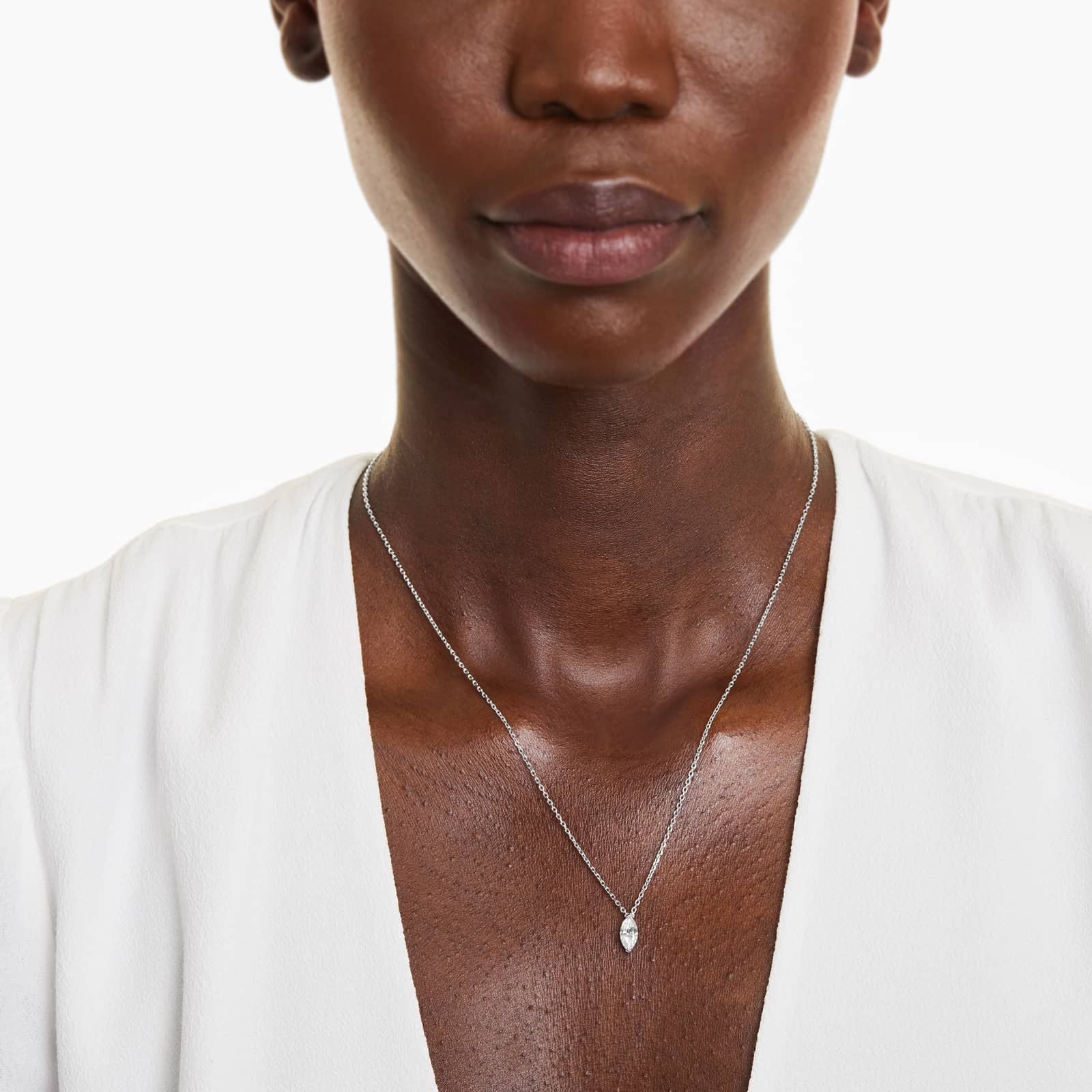 Marquise Lab Grown Diamond Solitaire Pendant With Chain, EF Color, VS Clarity, IGI Certified