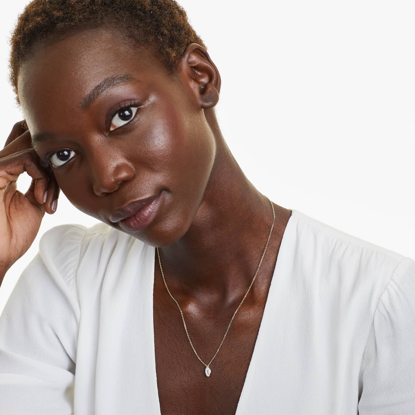 Marquise Lab Grown Diamond Solitaire Pendant With Chain, EF Color, VS Clarity, IGI Certified