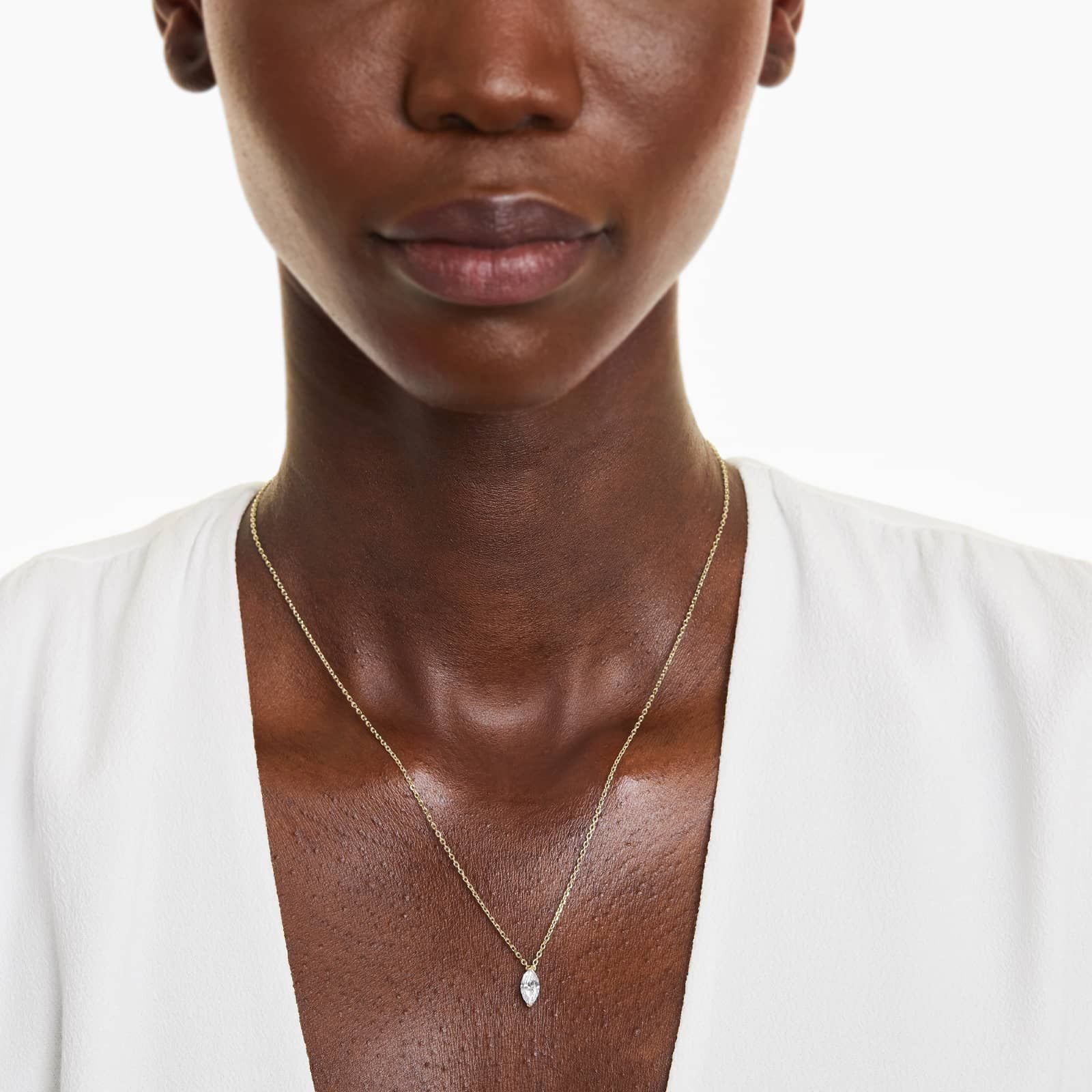 Marquise Lab Grown Diamond Solitaire Pendant With Chain, EF Color, VS Clarity, IGI Certified