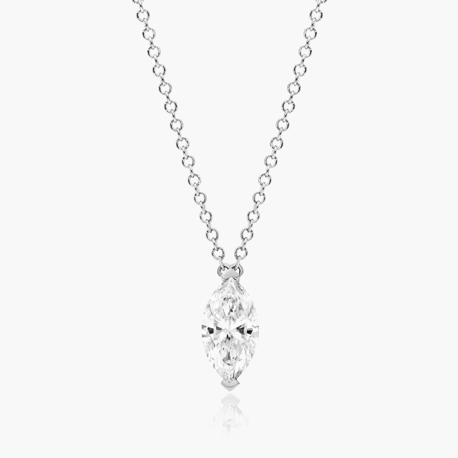 Marquise Lab Grown Diamond Solitaire Pendant With Chain, EF Color, VS Clarity, IGI Certified