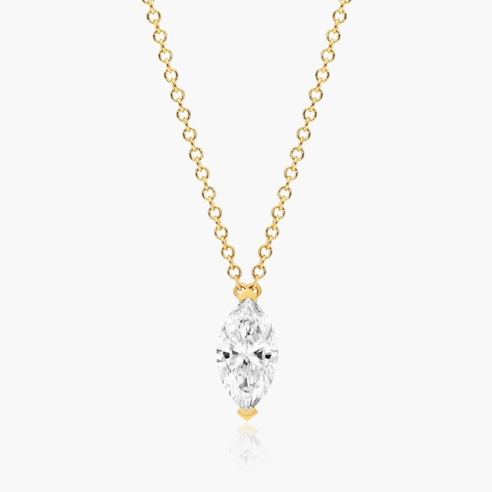 Marquise Lab Grown Diamond Solitaire Pendant With Chain, EF Color, VS Clarity, IGI Certified