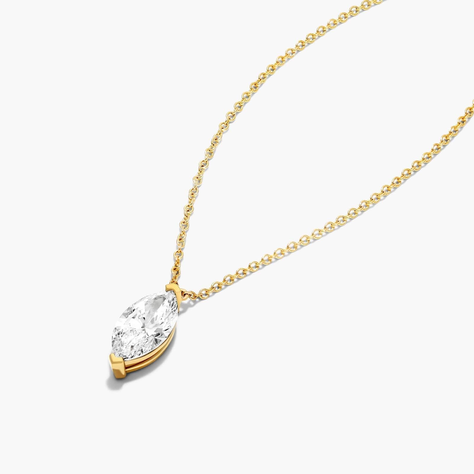 Marquise Lab Grown Diamond Solitaire Pendant With Chain, EF Color, VS Clarity, IGI Certified