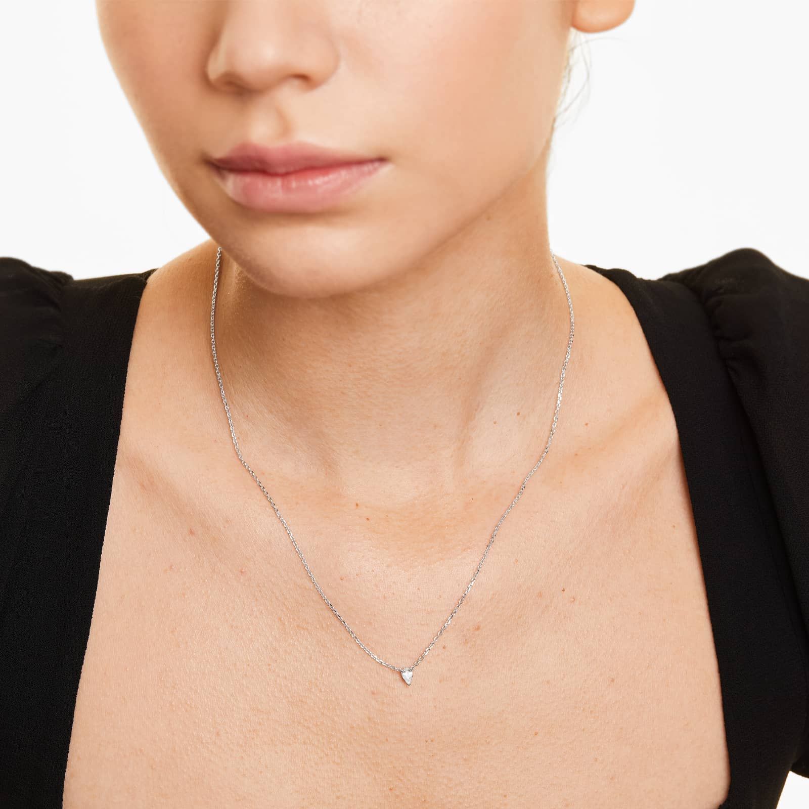 Pear Lab Grown Diamond Solitaire Pendant With Chain, EF Color, VS Clarity, IGI Certified