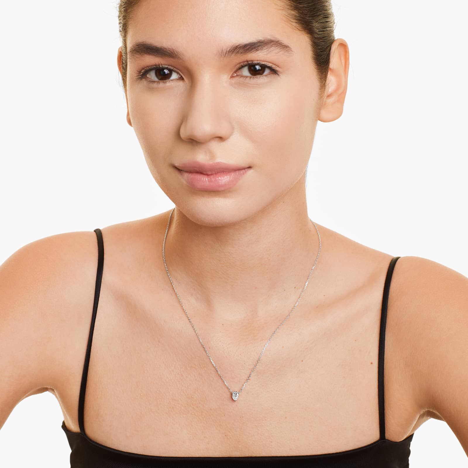 Pear Lab Grown Diamond Solitaire Pendant With Chain, EF Color, VS Clarity, IGI Certified