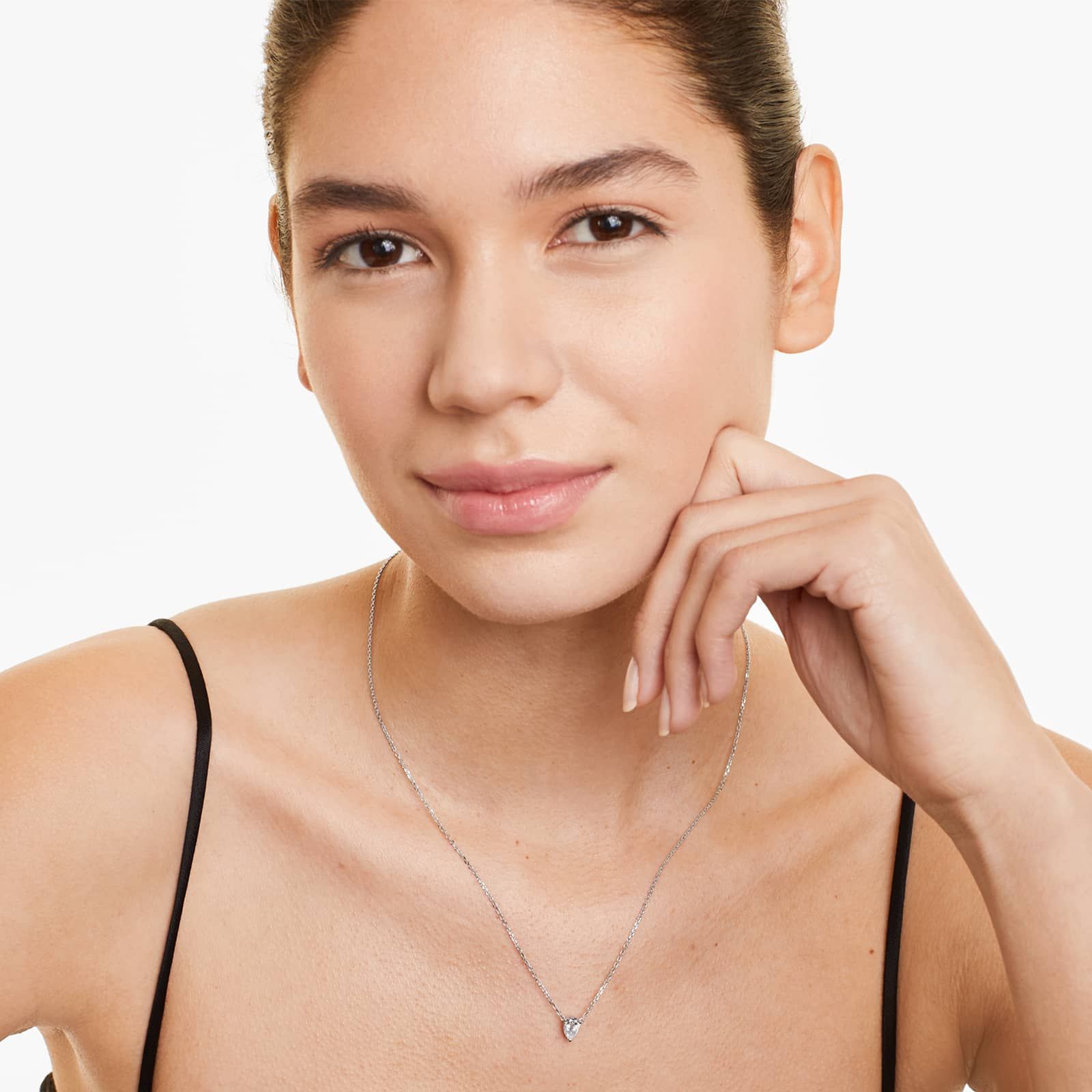 Pear Lab Grown Diamond Solitaire Pendant With Chain, EF Color, VS Clarity, IGI Certified