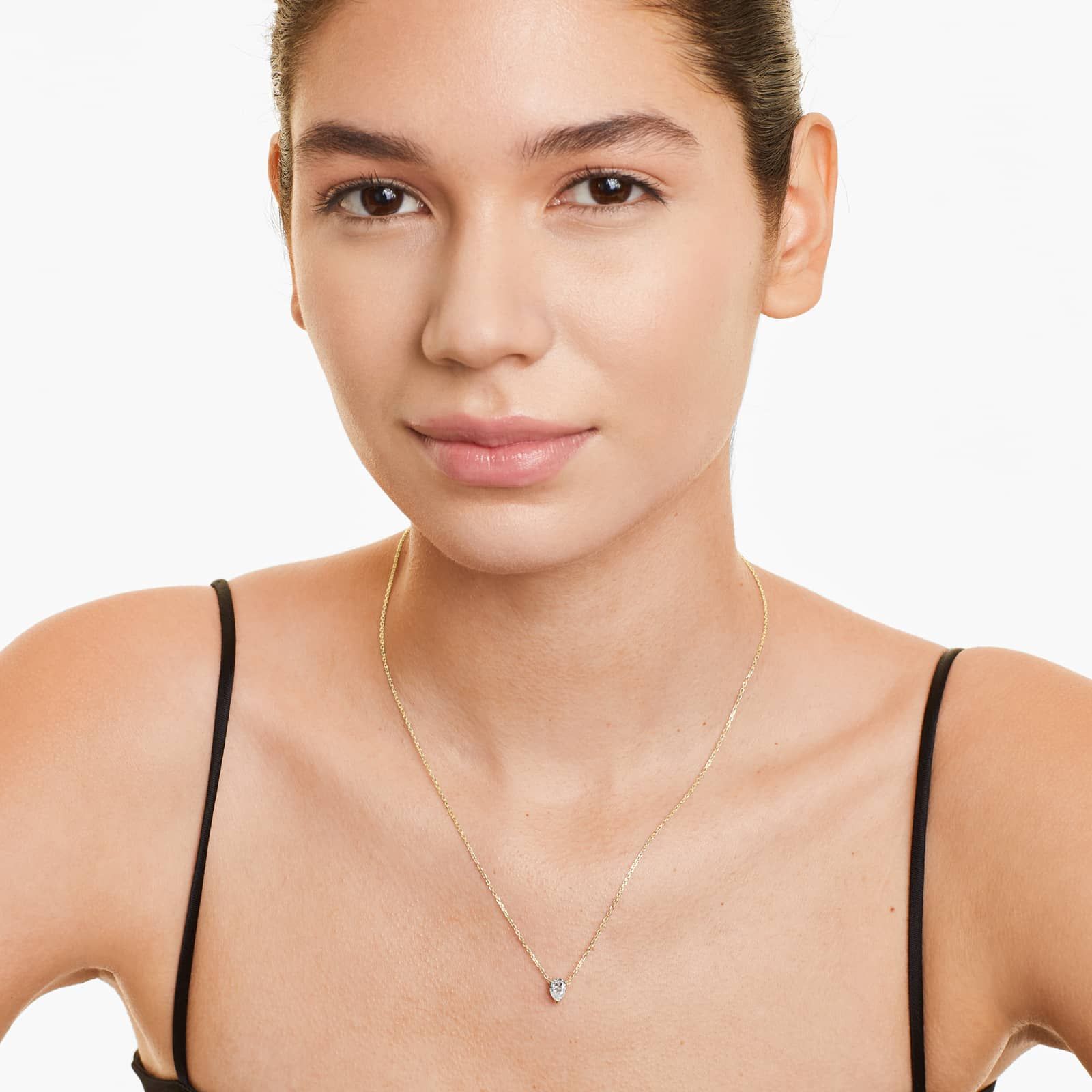 Pear Lab Grown Diamond Solitaire Pendant With Chain, EF Color, VS Clarity, IGI Certified