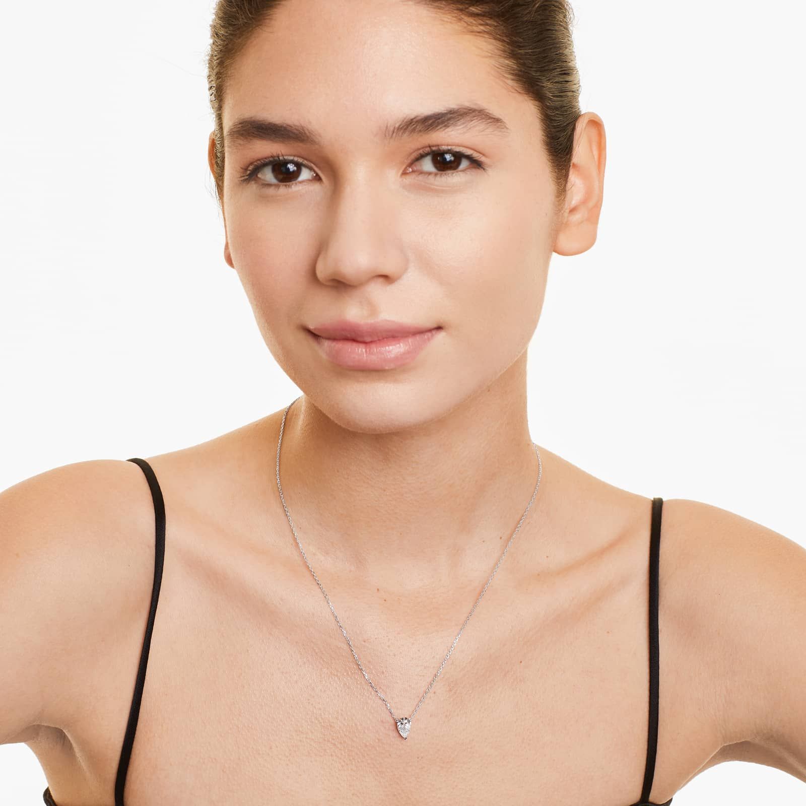 Pear Lab Grown Diamond Solitaire Pendant With Chain, EF Color, VS Clarity, IGI Certified