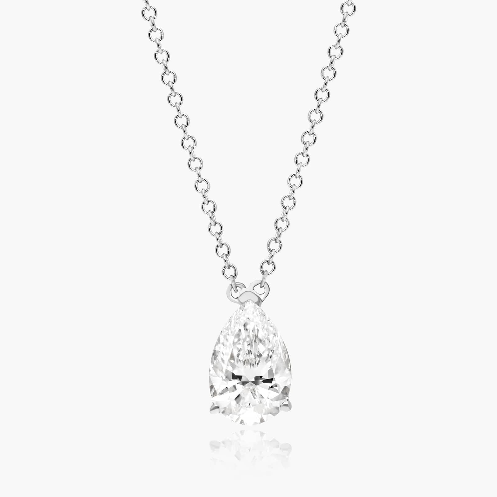 Pear Lab Grown Diamond Solitaire Pendant With Chain, EF Color, VS Clarity, IGI Certified