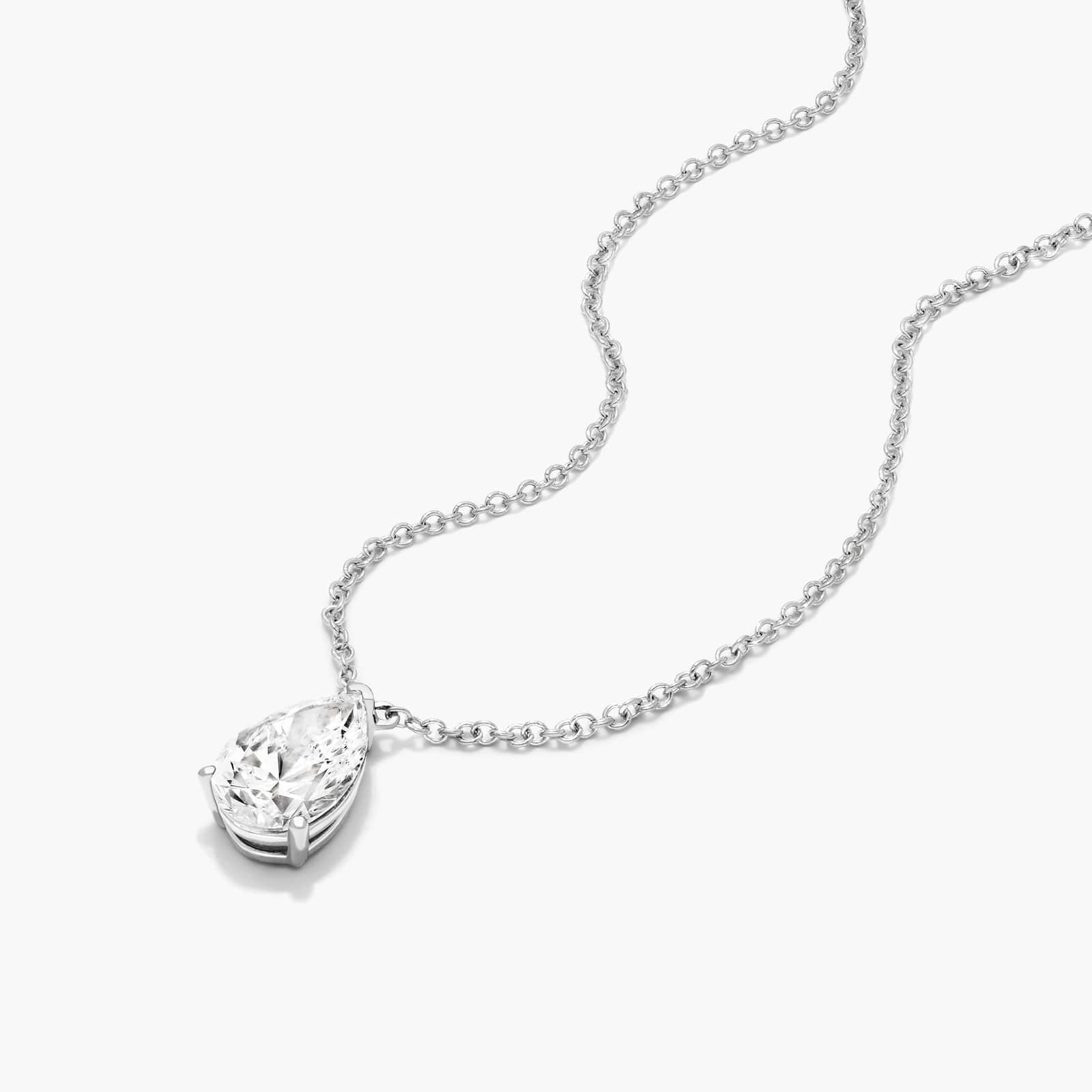 Pear Lab Grown Diamond Solitaire Pendant With Chain, EF Color, VS Clarity, IGI Certified