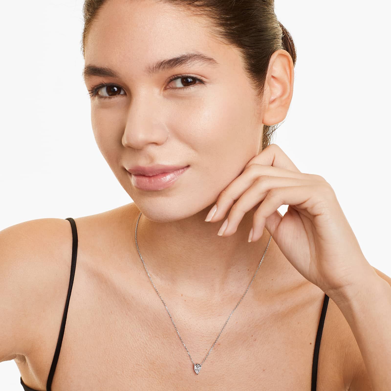 Pear Lab Grown Diamond Solitaire Pendant With Chain, EF Color, VS Clarity, IGI Certified