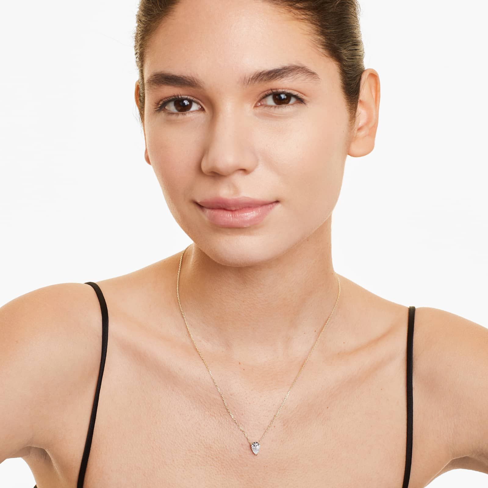 Pear Lab Grown Diamond Solitaire Pendant With Chain, EF Color, VS Clarity, IGI Certified