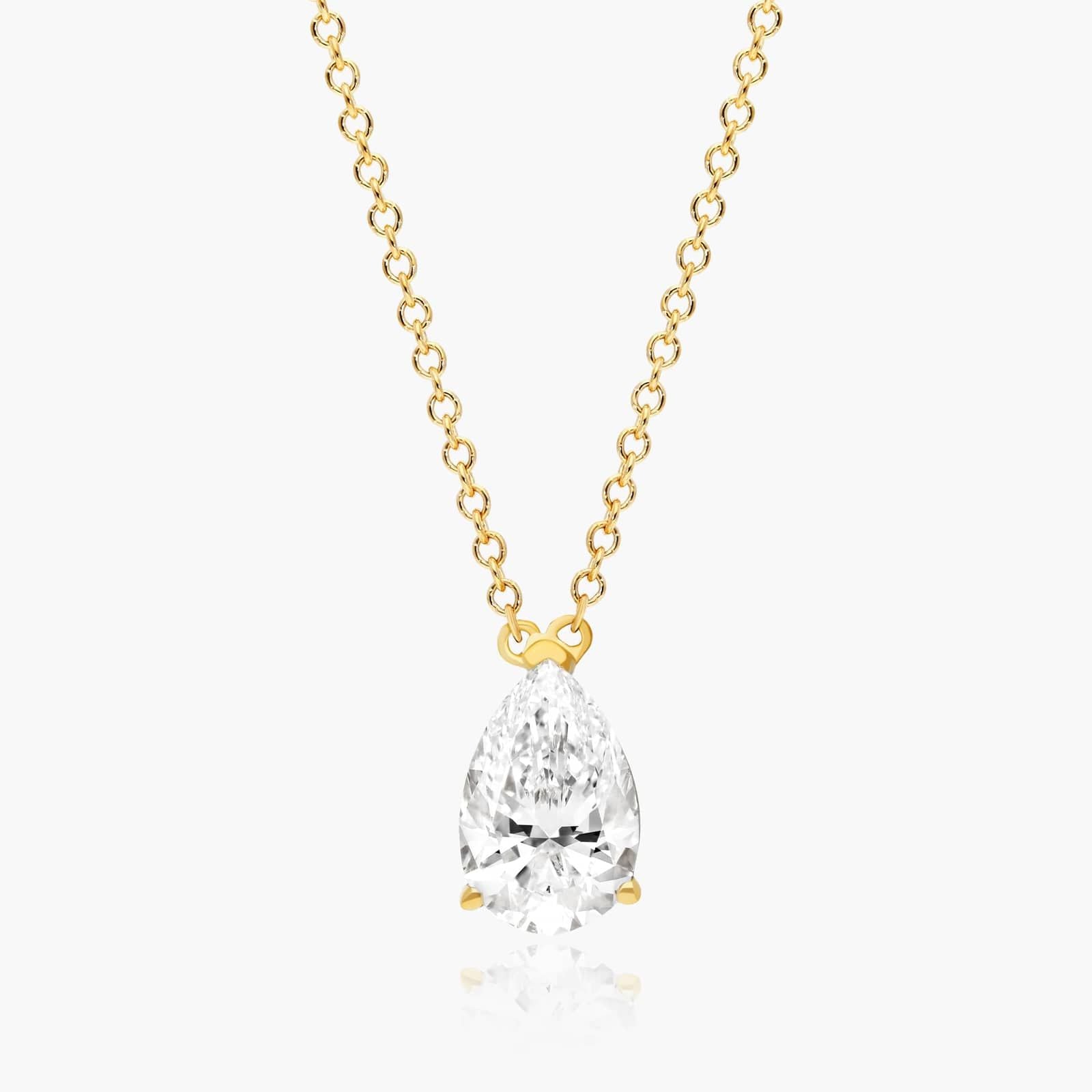 Pear Lab Grown Diamond Solitaire Pendant With Chain, EF Color, VS Clarity, IGI Certified