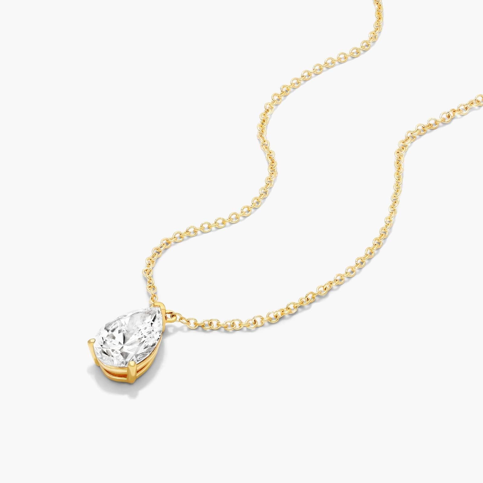 Pear Lab Grown Diamond Solitaire Pendant With Chain, EF Color, VS Clarity, IGI Certified