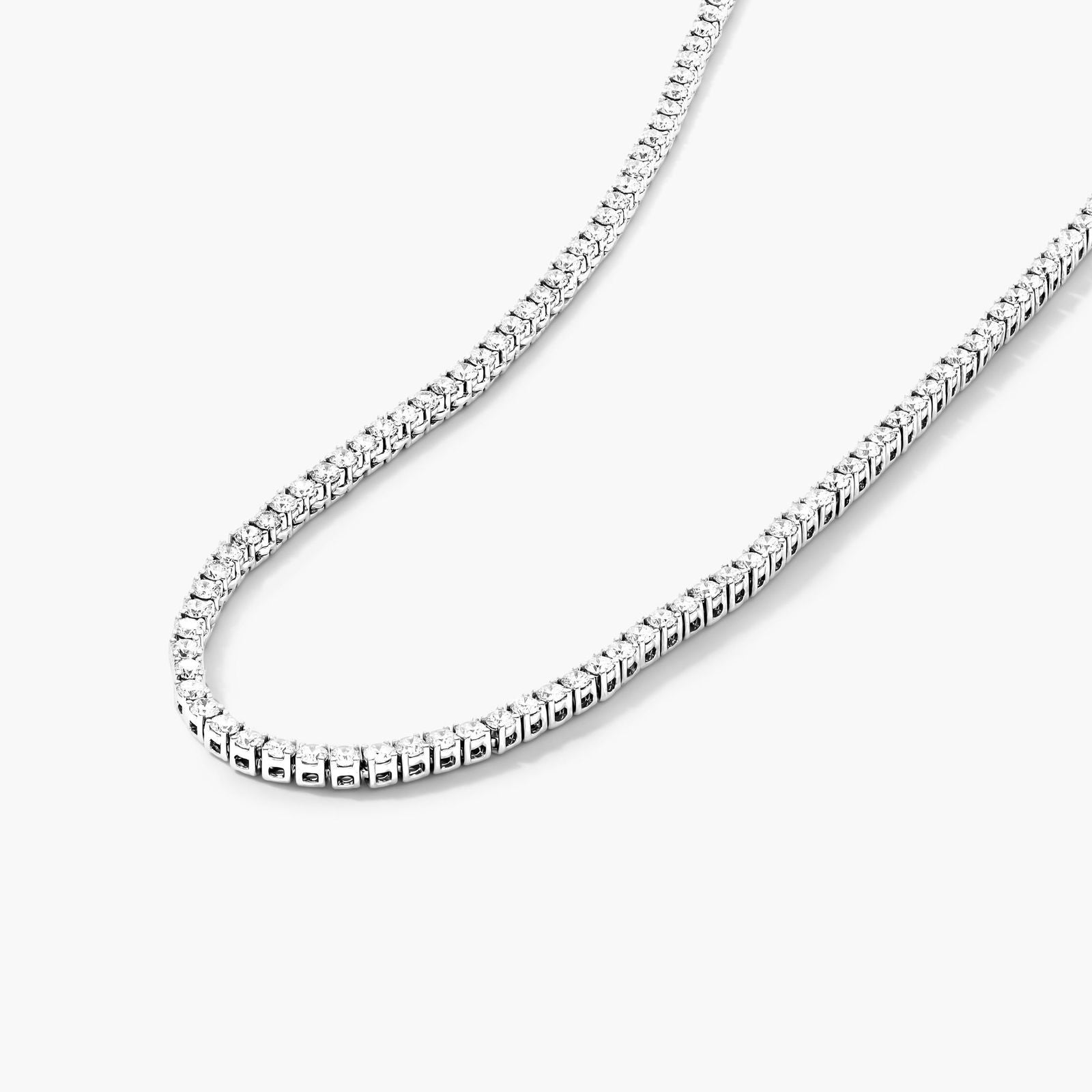Round Lab Grown Diamond Tennis Necklace, EF Color, VS Clarity, IGI Certificate