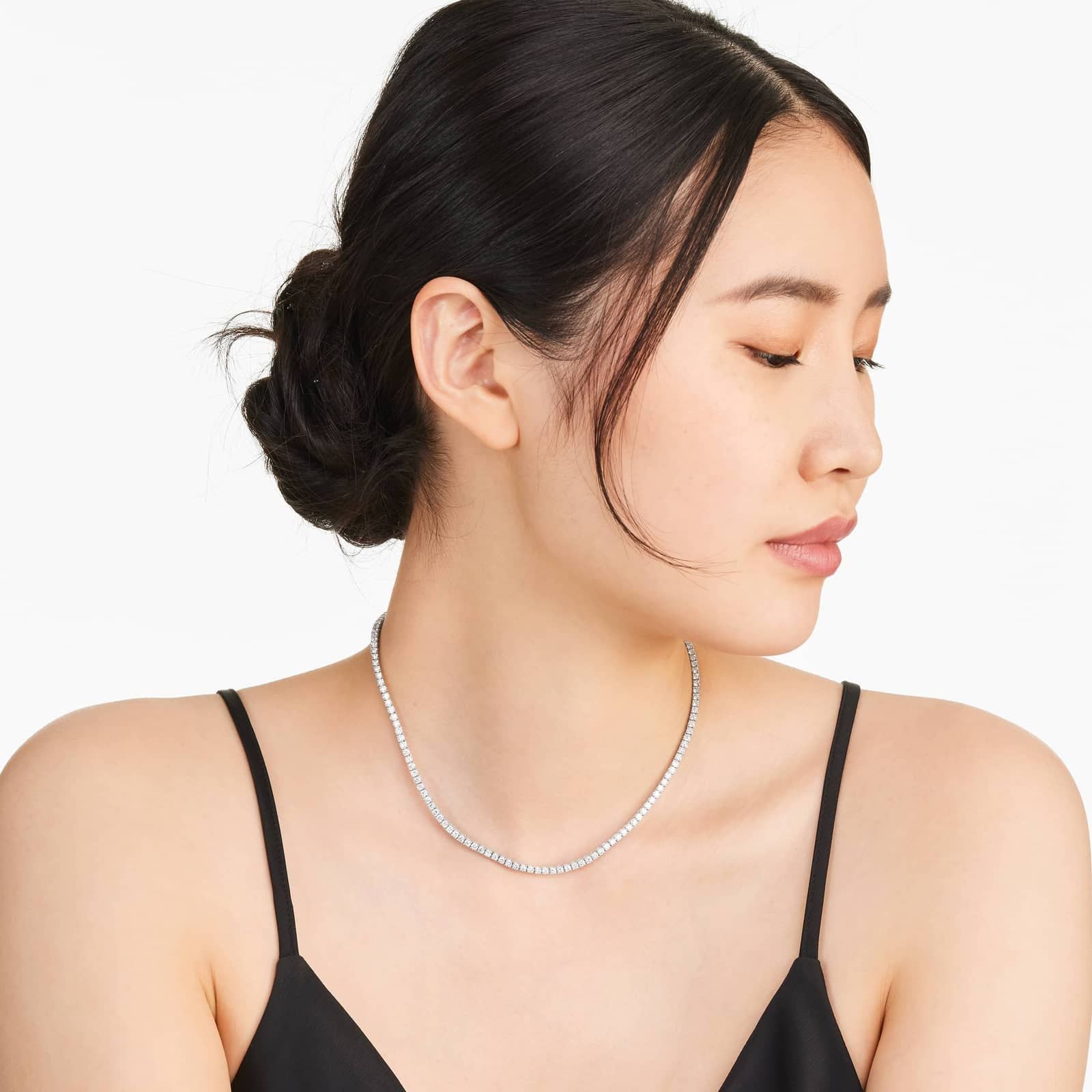 Round Lab Grown Diamond Tennis Necklace, EF Color, VS Clarity, IGI Certificate