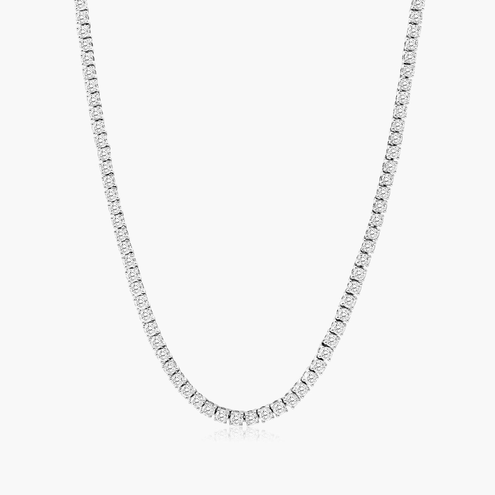 Round Lab Grown Diamond Tennis Necklace, EF Color, VS Clarity, IGI Certificate