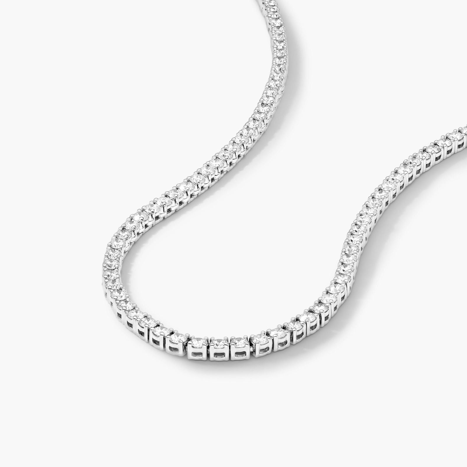 Round Lab Grown Diamond Tennis Necklace, EF Color, VS Clarity, IGI Certificate