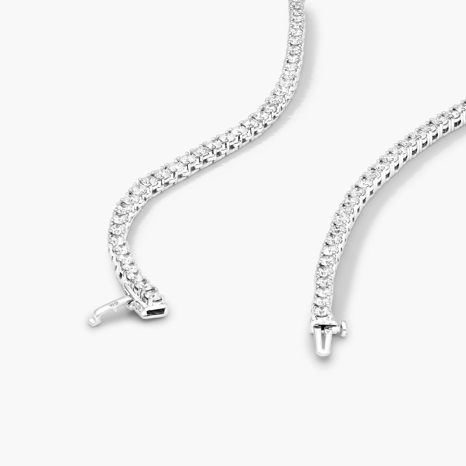 Round Lab Grown Diamond Tennis Necklace, EF Color, VS Clarity, IGI Certificate