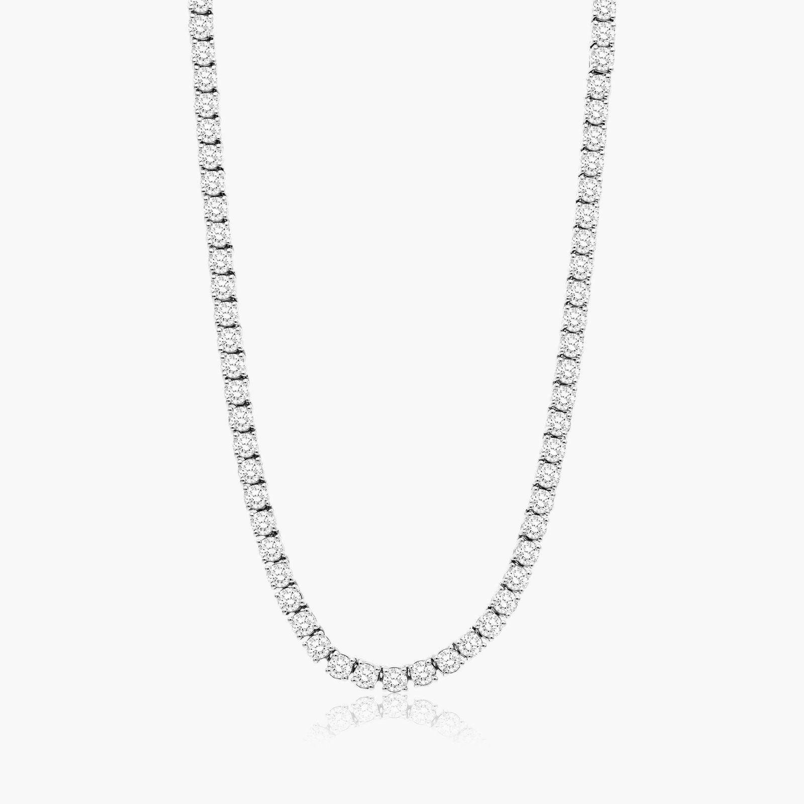 Round Lab Grown Diamond Tennis Necklace, EF Color, VS Clarity, IGI Certificate
