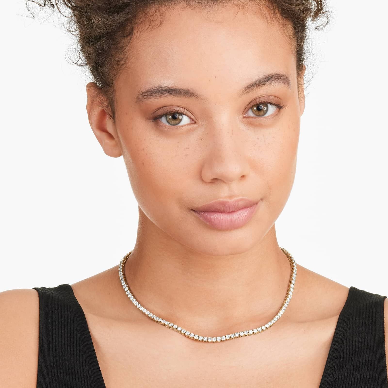 Round Lab Grown Diamond Tennis Necklace, EF Color, VS Clarity, IGI Certificate