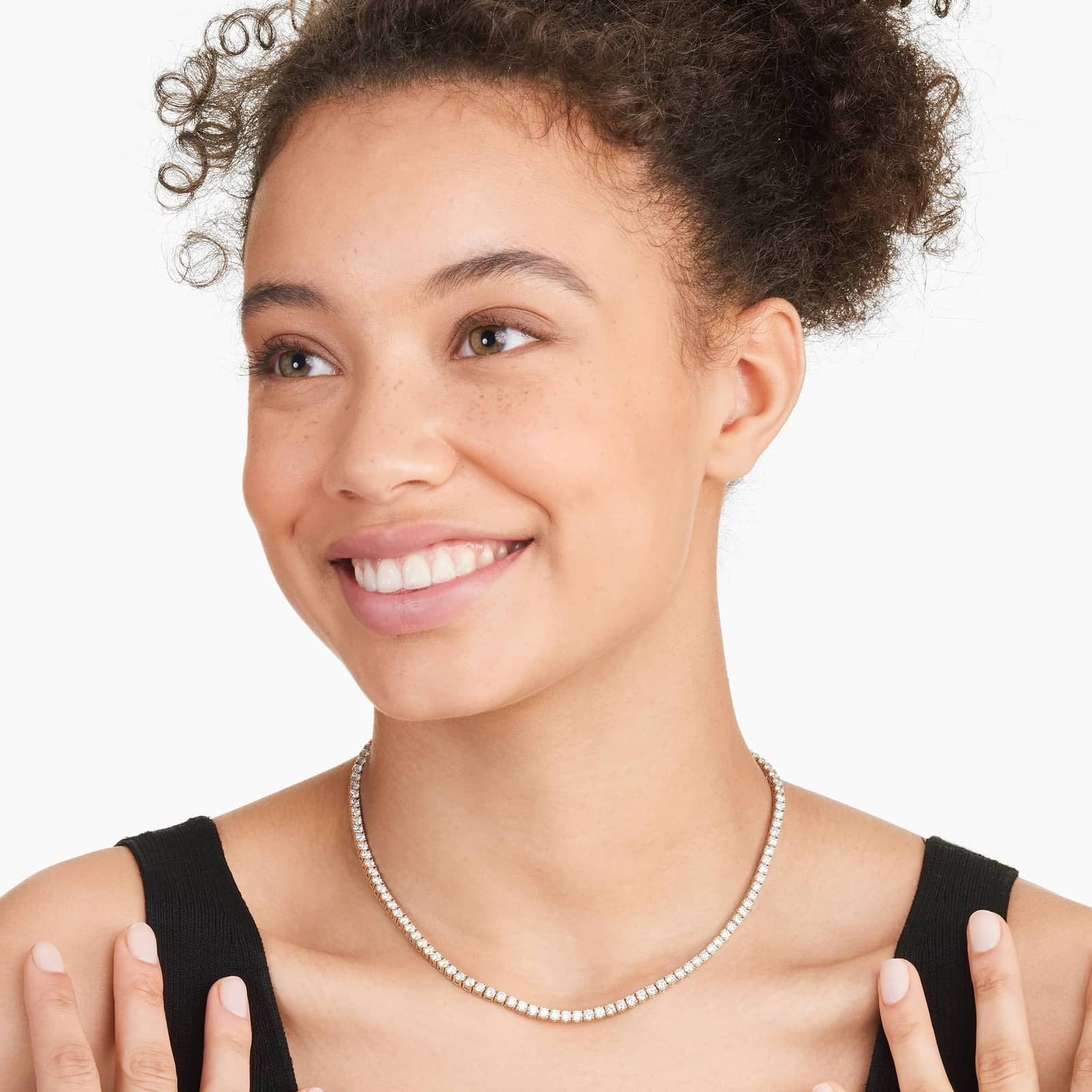 Round Lab Grown Diamond Tennis Necklace, EF Color, VS Clarity, IGI Certificate