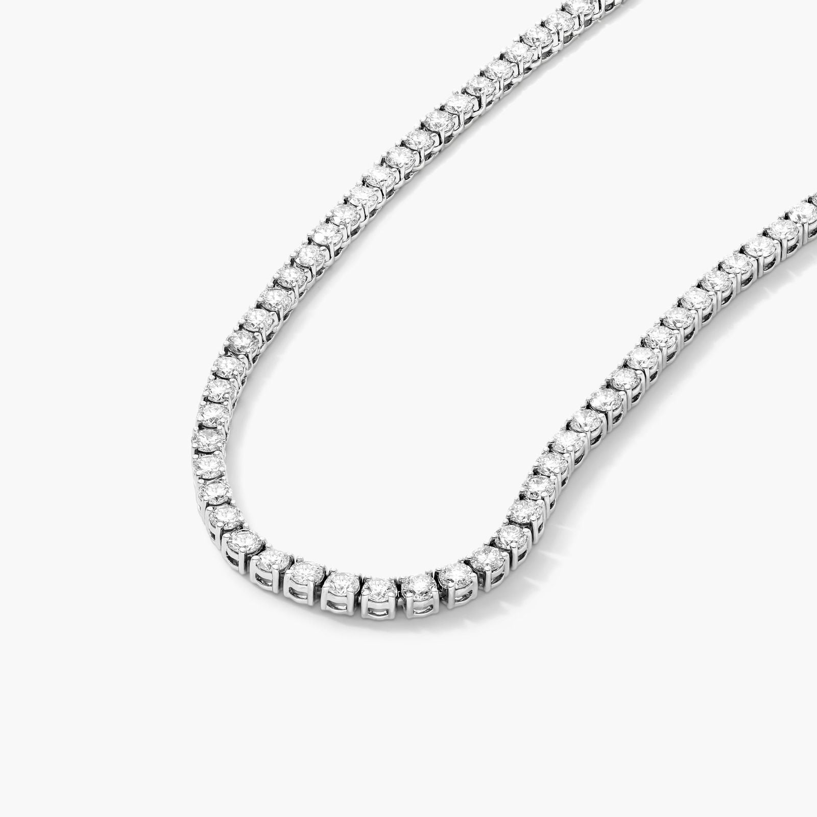 Round Lab Grown Diamond Tennis Necklace, EF Color, VS Clarity, IGI Certificate