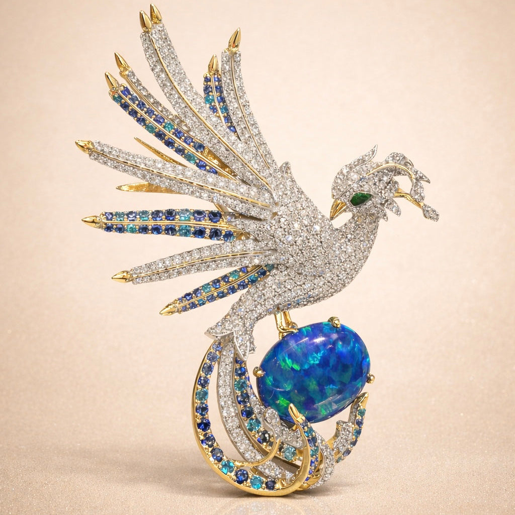 Aquila Prism Lab Grown Diamond Brooch | IGI Certified EF VVS-VS | 9KT Yellow Gold Luxury Statement Pin