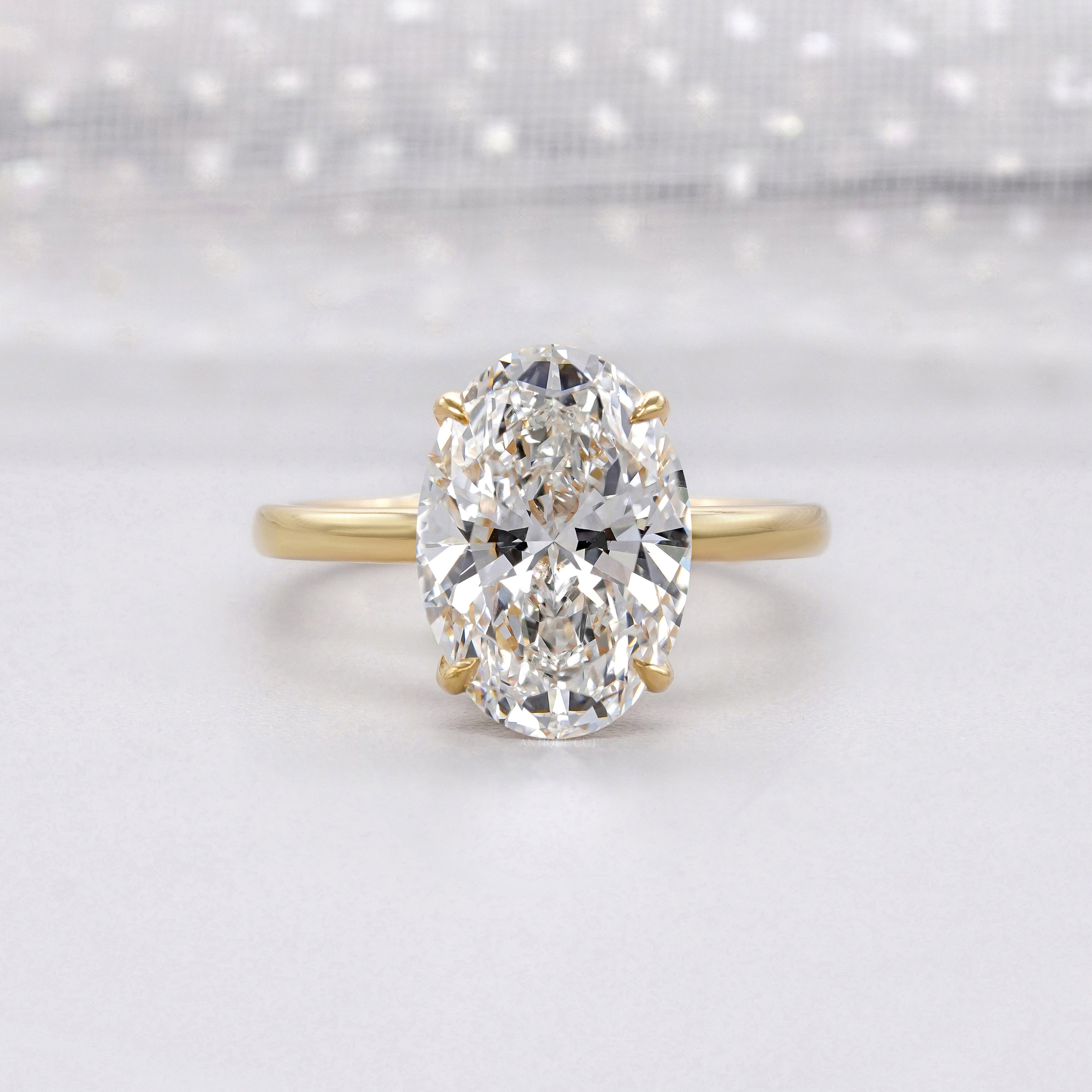 Oval 5.00ct Lab Grown Diamond Solitaire Engagement Ring | IGI Certified