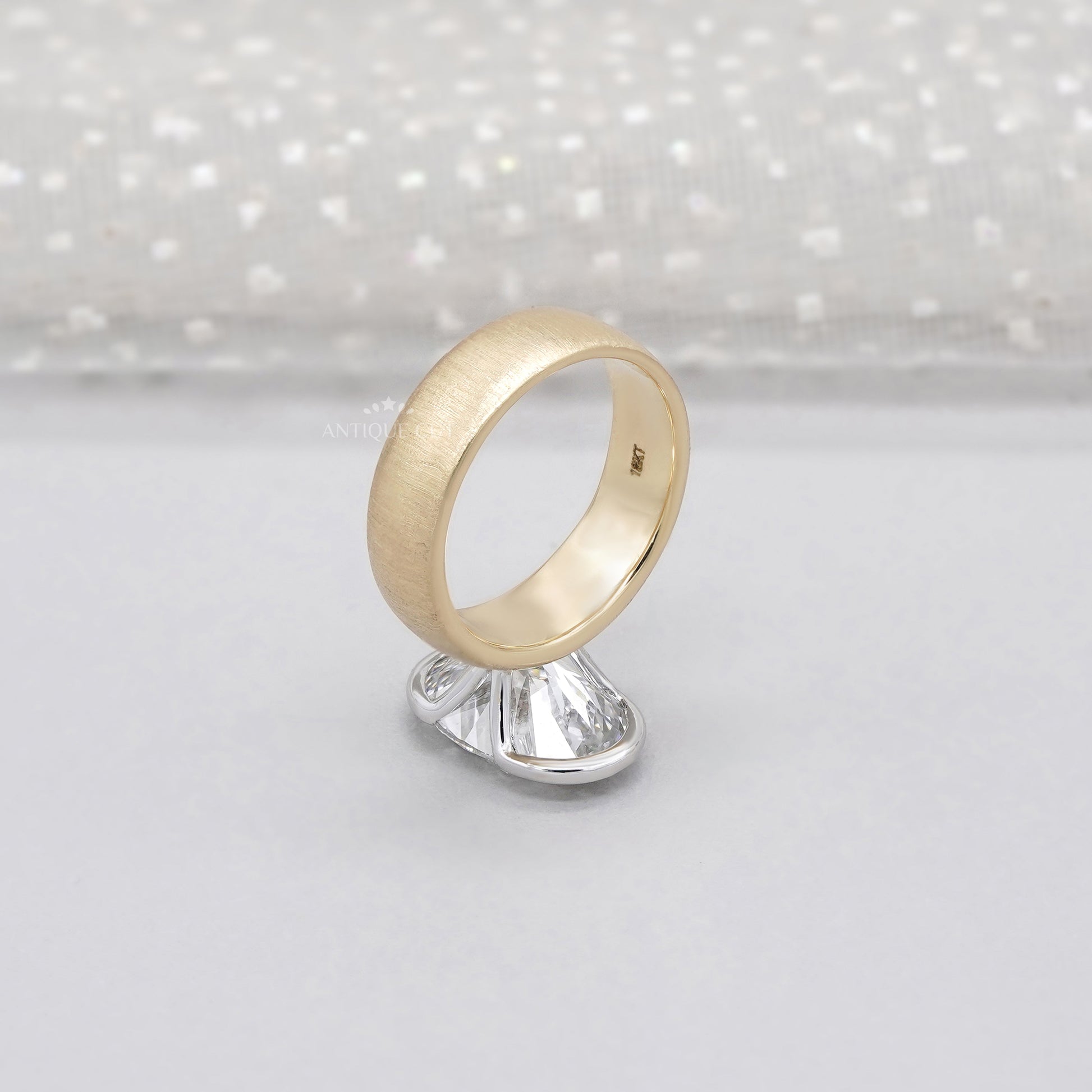 4ct Oval Lab Grown Diamond Bezel Engagement Ring | Paper Matte Finish | Two-Tone Gold | IGI Certified