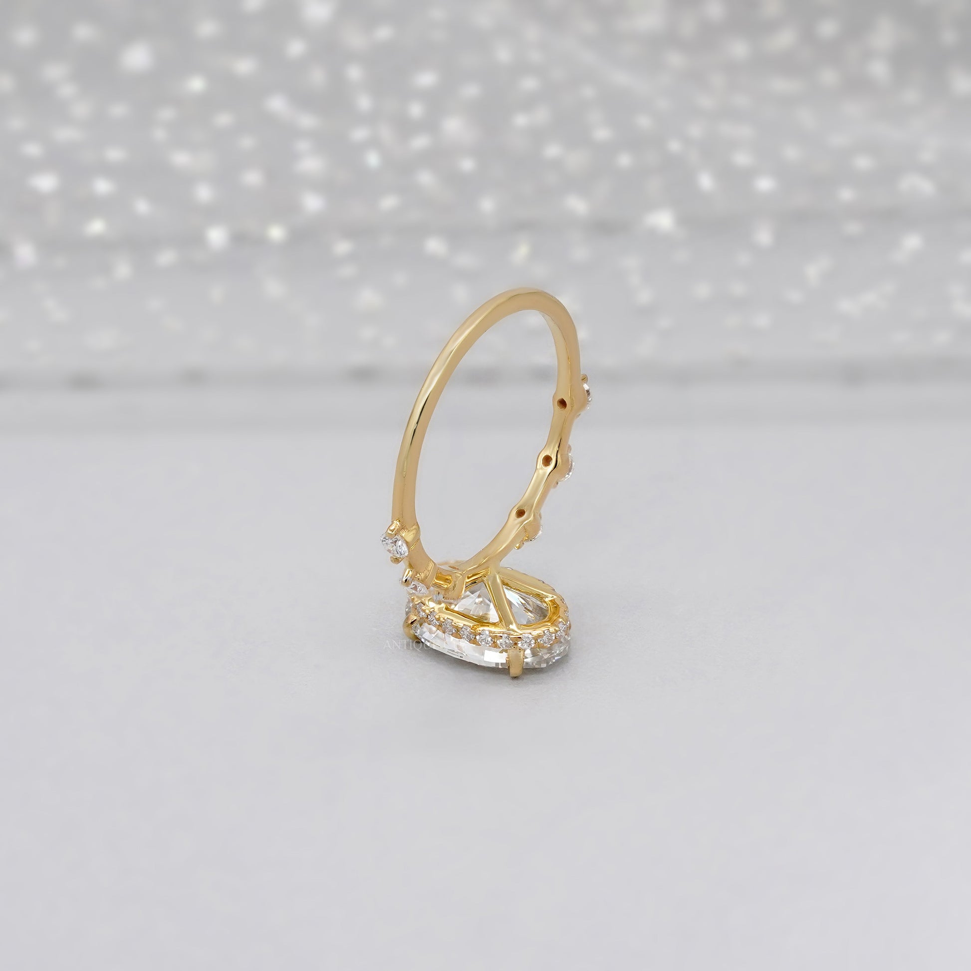 Custom - Oval 3.30tcw Lab-Grown Diamond Engagement Ring | 14kt Yellow Gold