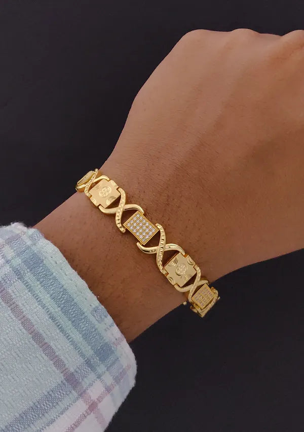 Mens 1 Gram Gold Designer Bracelet with Accents