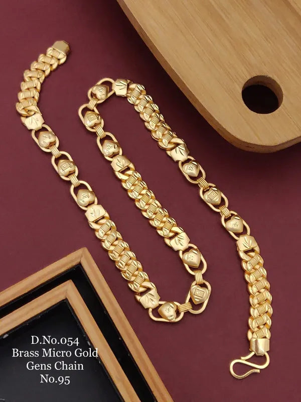 Premium Lotus with Designed Hearts in Brass Material Micro Gold Chain For Men