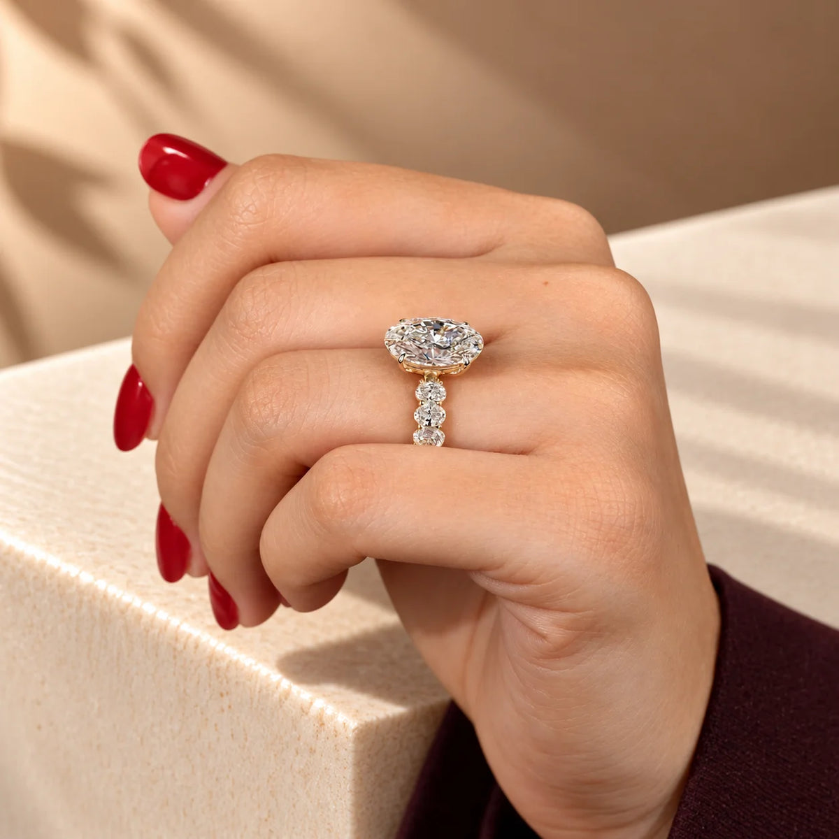 Common :: 8.00TCW Oval diamond ring with D E F VVS VS diamonds