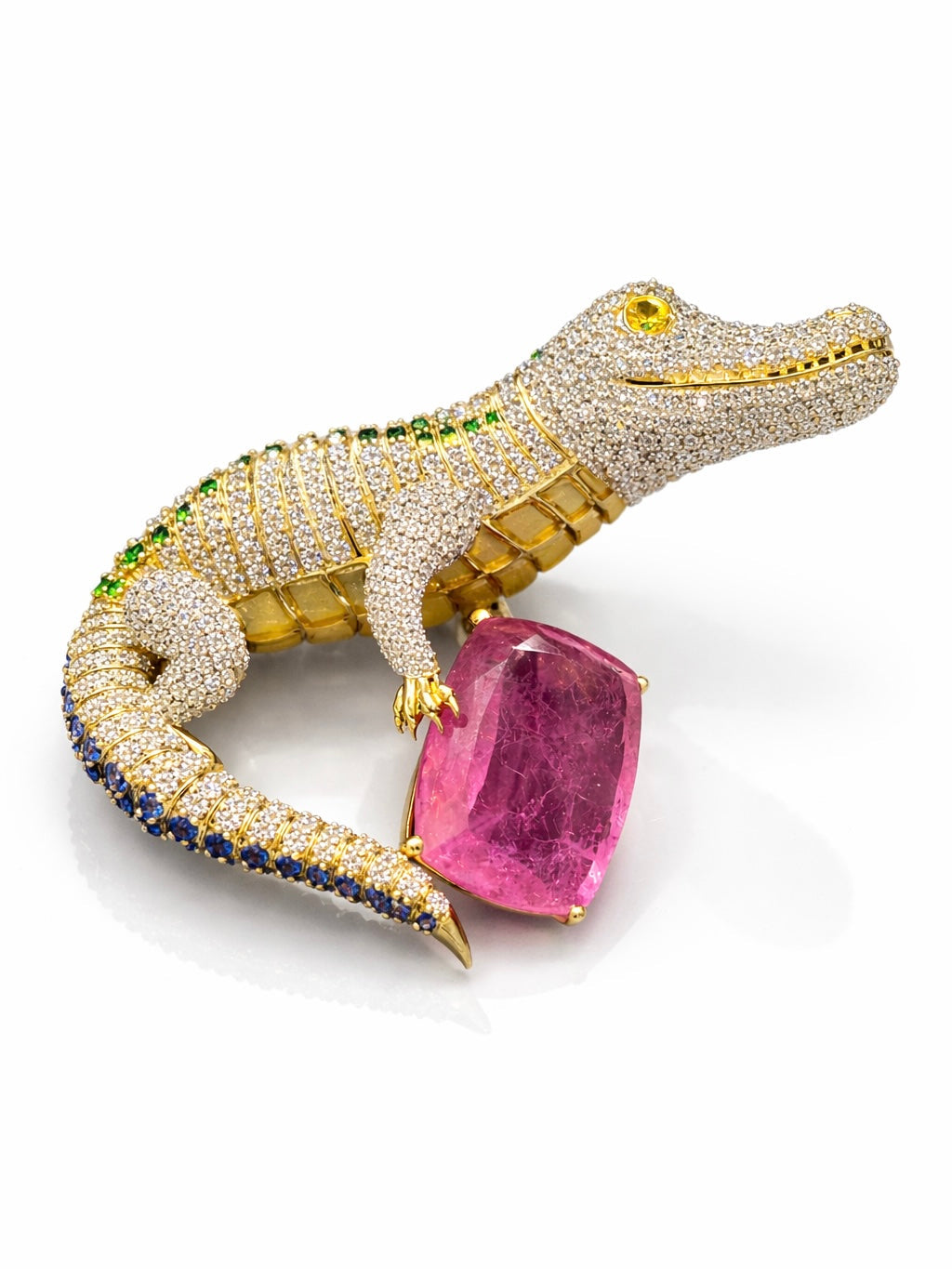 Zyra Croc Lab Grown Diamond Brooch | IGI Certified | D VS1 & EF VVS-VS | 9KT Yellow Gold Luxury Statement Pin