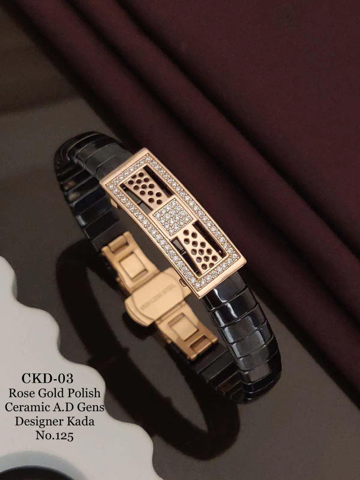 Rose Gold Polish Ceramic A.D Gent's Designer Kada
