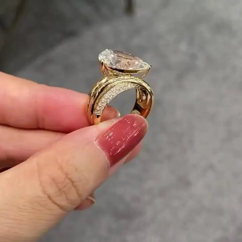 Pear 5.50tcw Lab Diamond Ring | Twisted Band | IGI Certified | D-E-F | VVS–VS Clarity