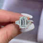 Rose :: luxury emerald lab diamond three stone engagement ring white gold design
