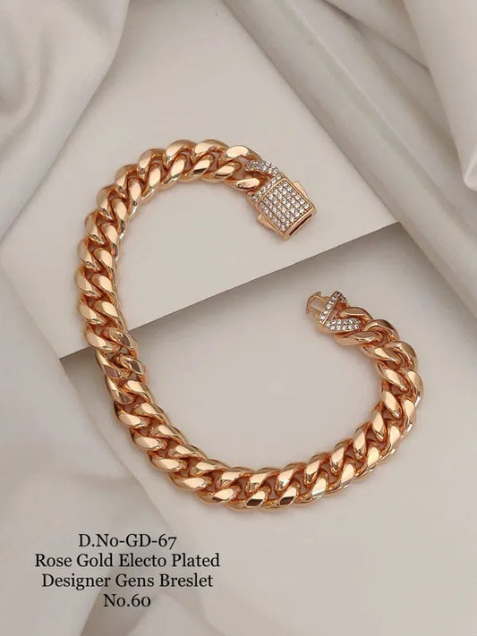 Rose Gold Electo Plated Designer Cuban Bracelet