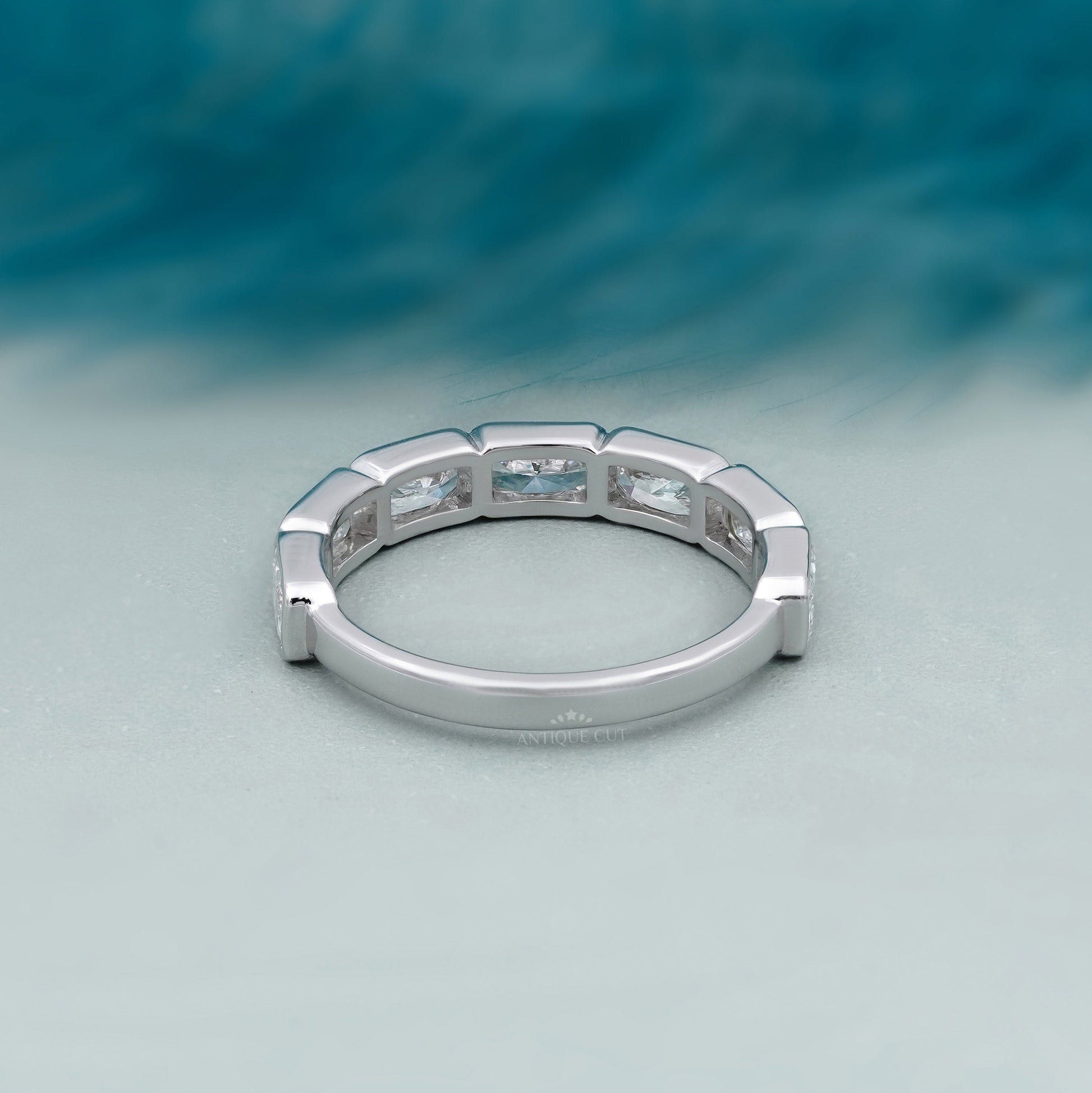 2.10ct Radiant Cut Diamond Wedding Band – 7 Stone Anniversary Ring in White Gold | Diamond Eternity Band | Bridal Stackable Ring