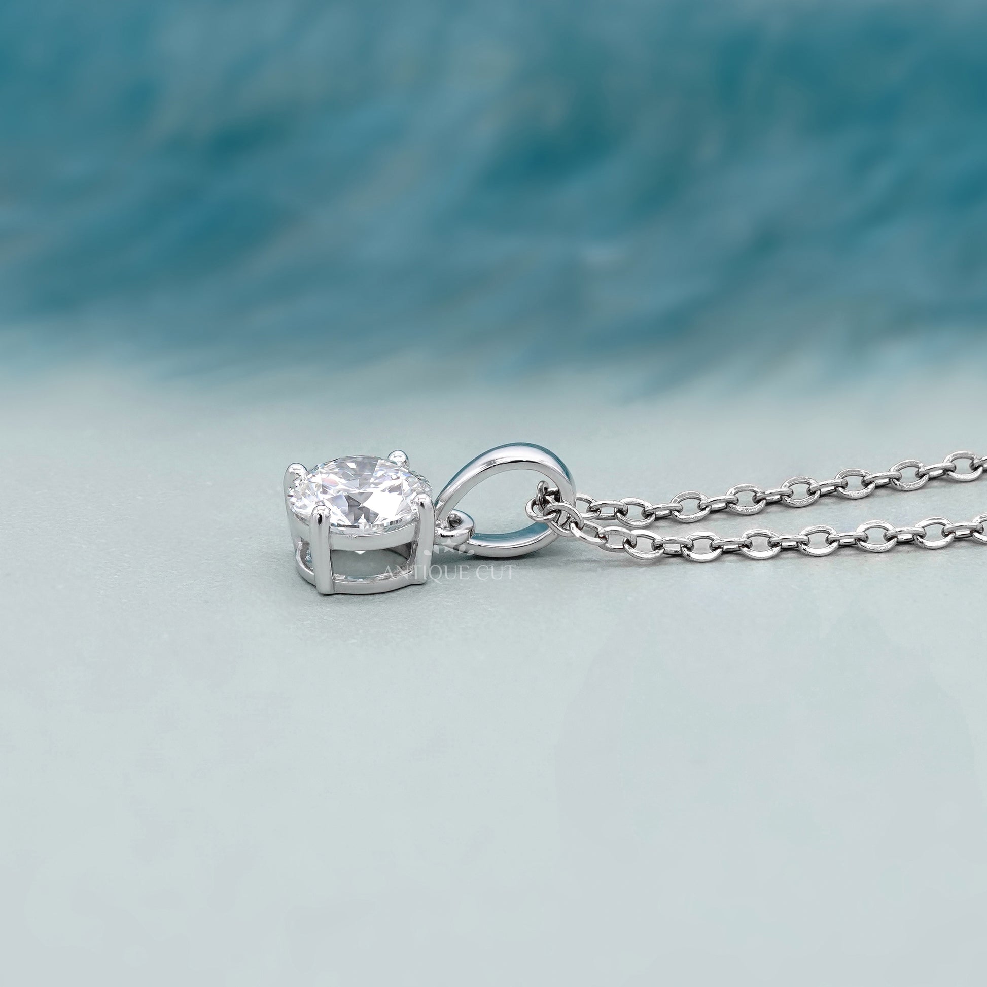 2.00 Carat Round Diamond Pendant Necklace | Classic Solitaire Diamond Necklace | 14K White Gold Prong Set