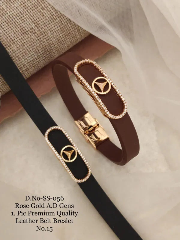 Rose Gold A.D. Gent's Premium Quality Leather Belt Bracelet