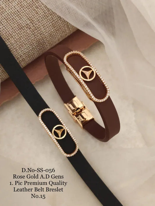 Rose Gold A.D. Gent's Premium Quality Leather Belt Bracelet