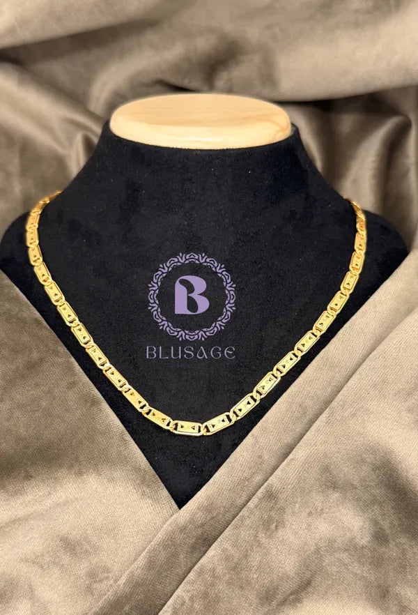 Stylish Double Triangular IGP Brass Gold Plated Nawabi Chain For Stylish Men